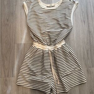Vici Cream and Black Striped Knit Romper